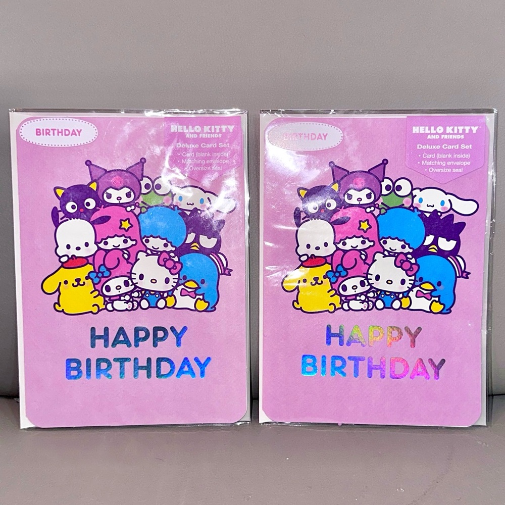 Sanrio Characters Hello Kitty and Friends HAPPY BIRTHDAY Deluxe Card Set of 2